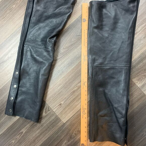Street & Steel Mens Large Black Leather Motorcycle Chaps Fully Lined - Picture 4 of 6